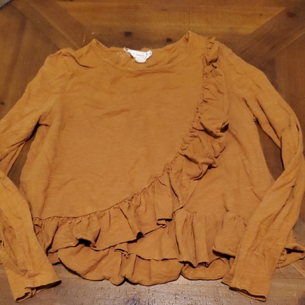 Love Riche Ruffled Long Sleeve Top - Brown